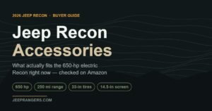 Best Jeep Recon accessories 2026 — buyer guide cover for the 650 hp electric Jeep Recon